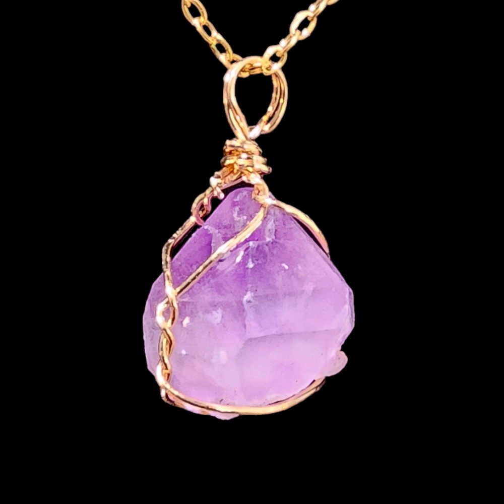Amethest necklace 20 inch gold platted adjustable chain